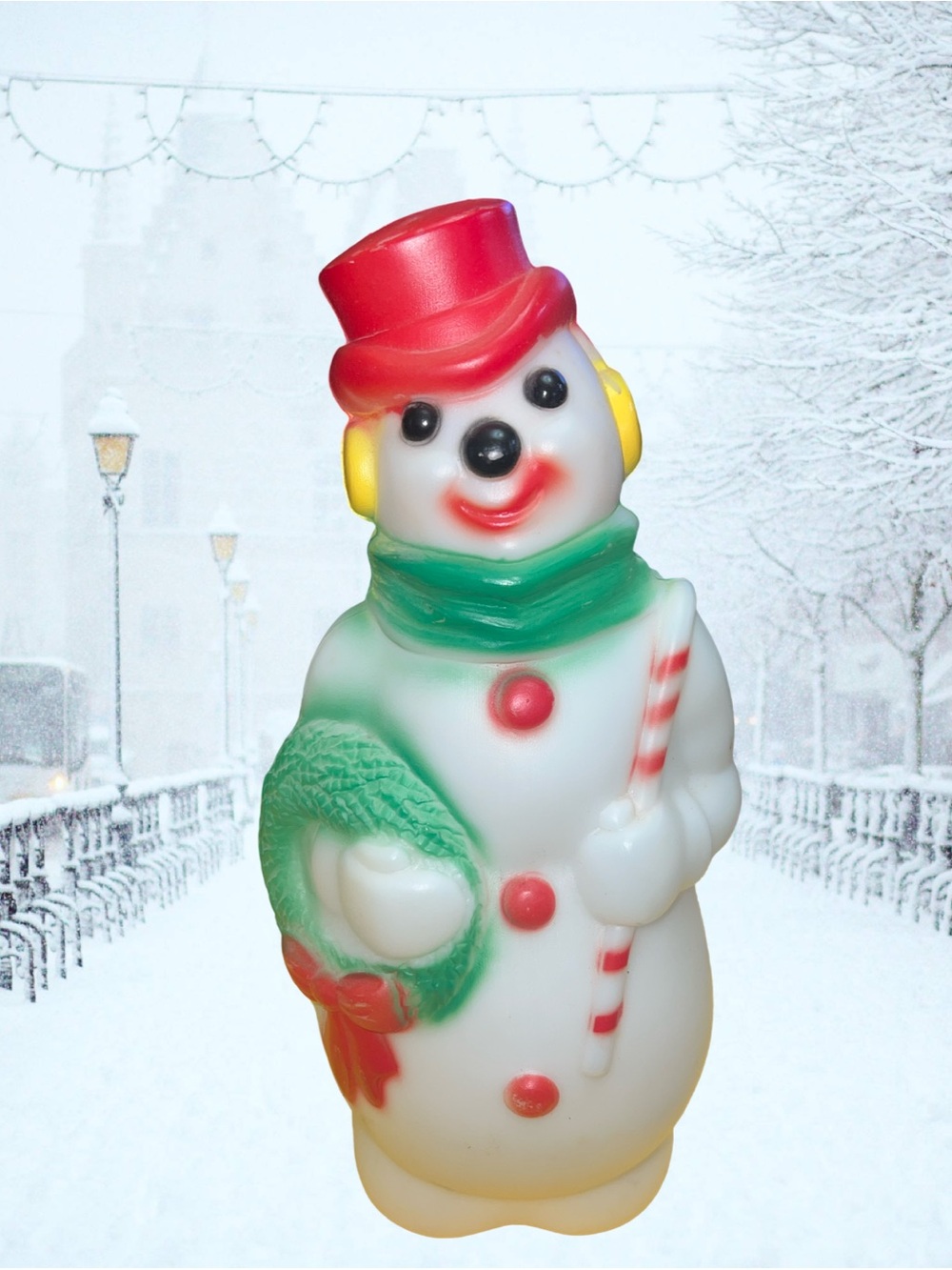 Vintage Christmas Empire Blow Mold Tabletop Snowman Light Up Decoration 13" - Picture 2 of 4